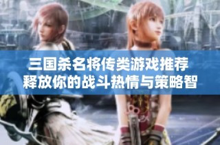 三国杀名将传类游戏推荐 释放你的战斗热情与策略智慧