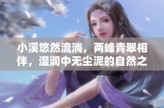 小溪悠然流淌，两峰青翠相伴，湿润中无尘泥的自然之美
