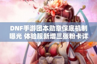 DNF手游团本勋章保底机制曝光 体验服新增三张粉卡详情解析