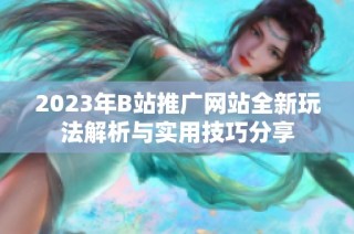 2023年B站推广网站全新玩法解析与实用技巧分享