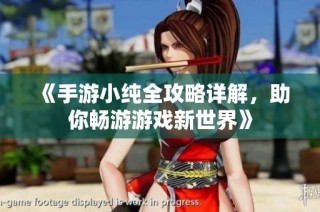 《手游小纯全攻略详解，助你畅游游戏新世界》