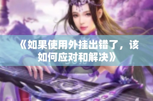 《如果使用外挂出错了，该如何应对和解决》