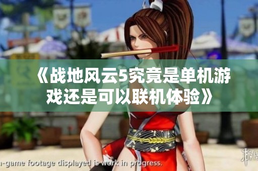 《战地风云5究竟是单机游戏还是可以联机体验》